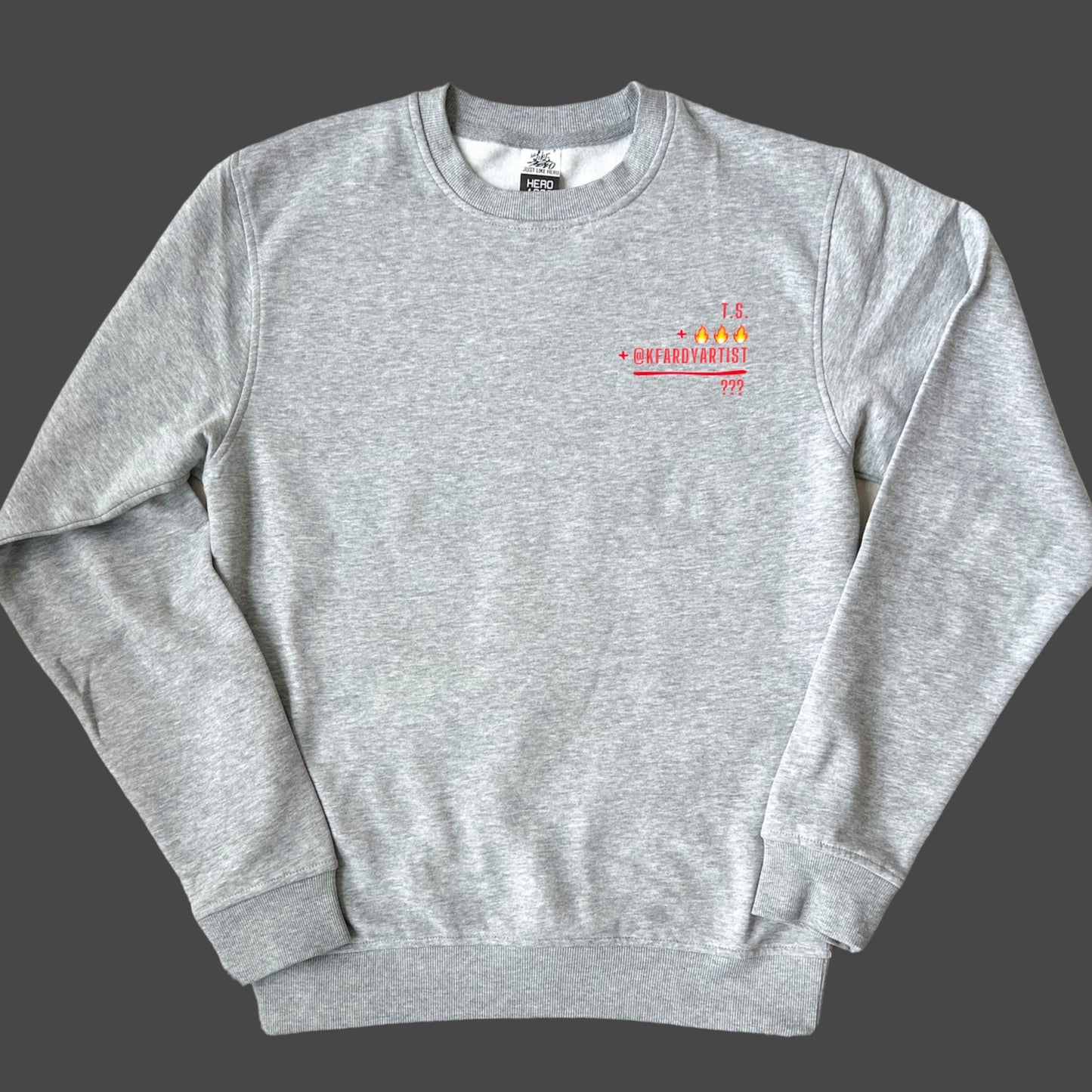 Burning Red grey crew sweatshirt