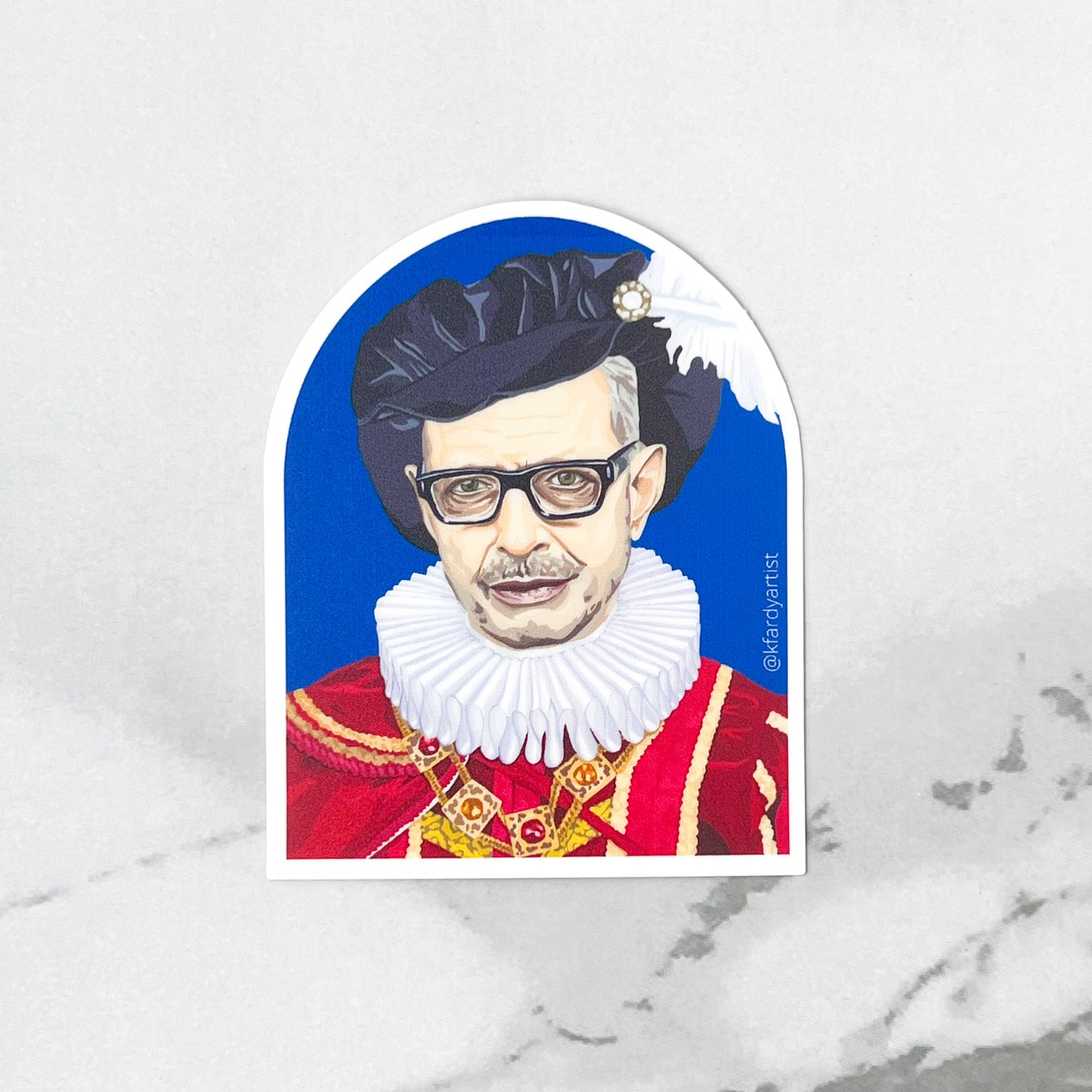 Jeff Goldblum, Renaissance Man arched 3" sticker