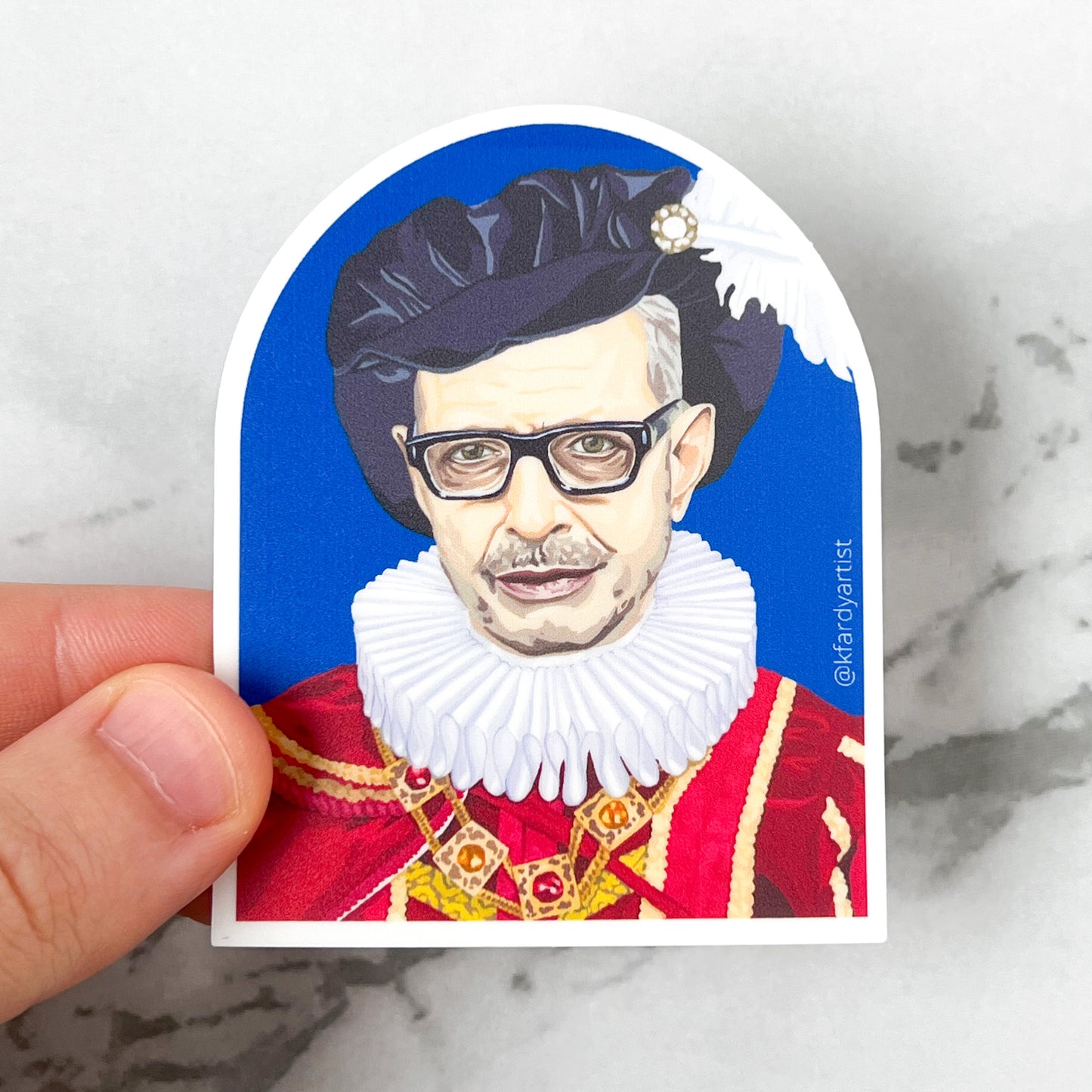 Jeff Goldblum, Renaissance Man arched 3" sticker