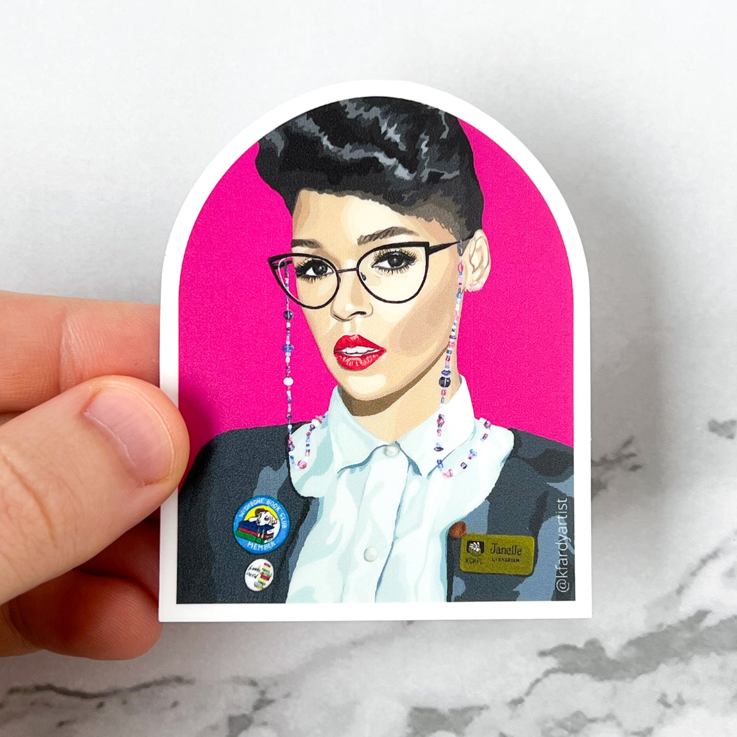 Janelle Monáe librarian arched 3" sticker