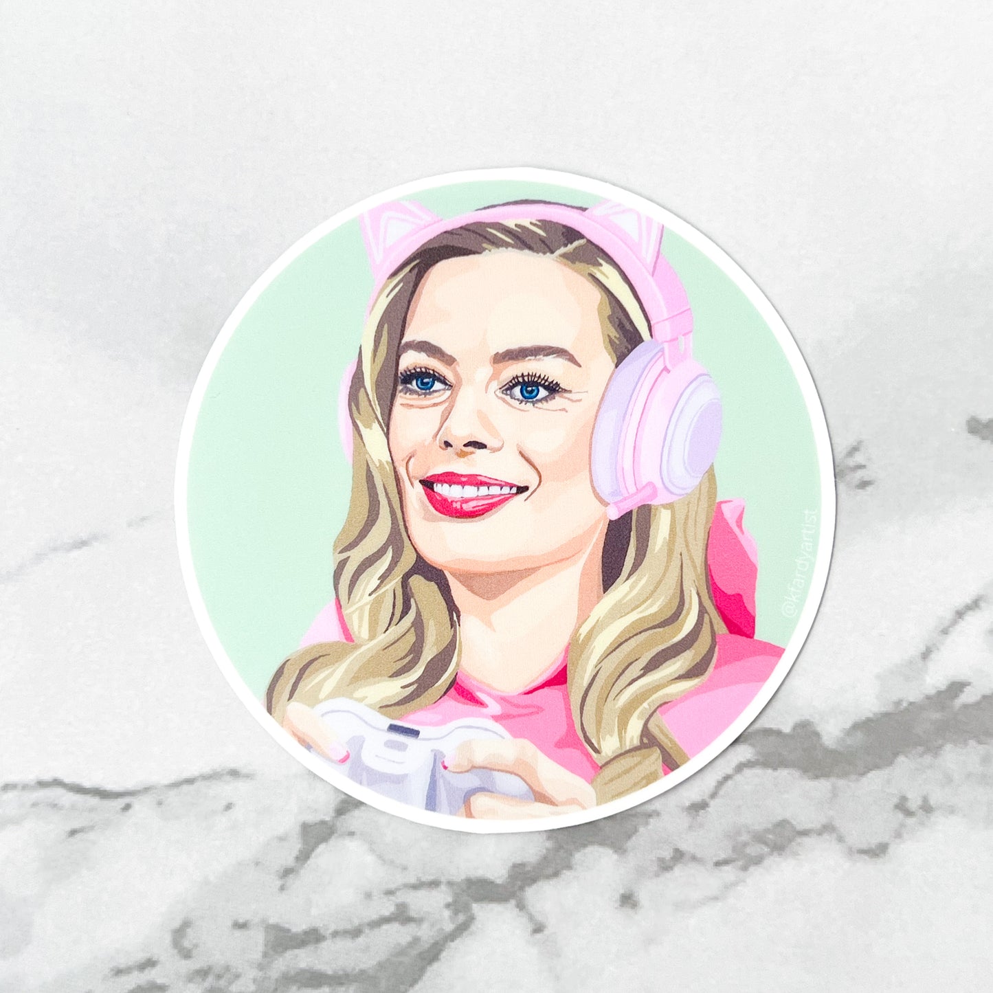 This Doll Is A Gamer (Margot Robbie) round 3" sticker