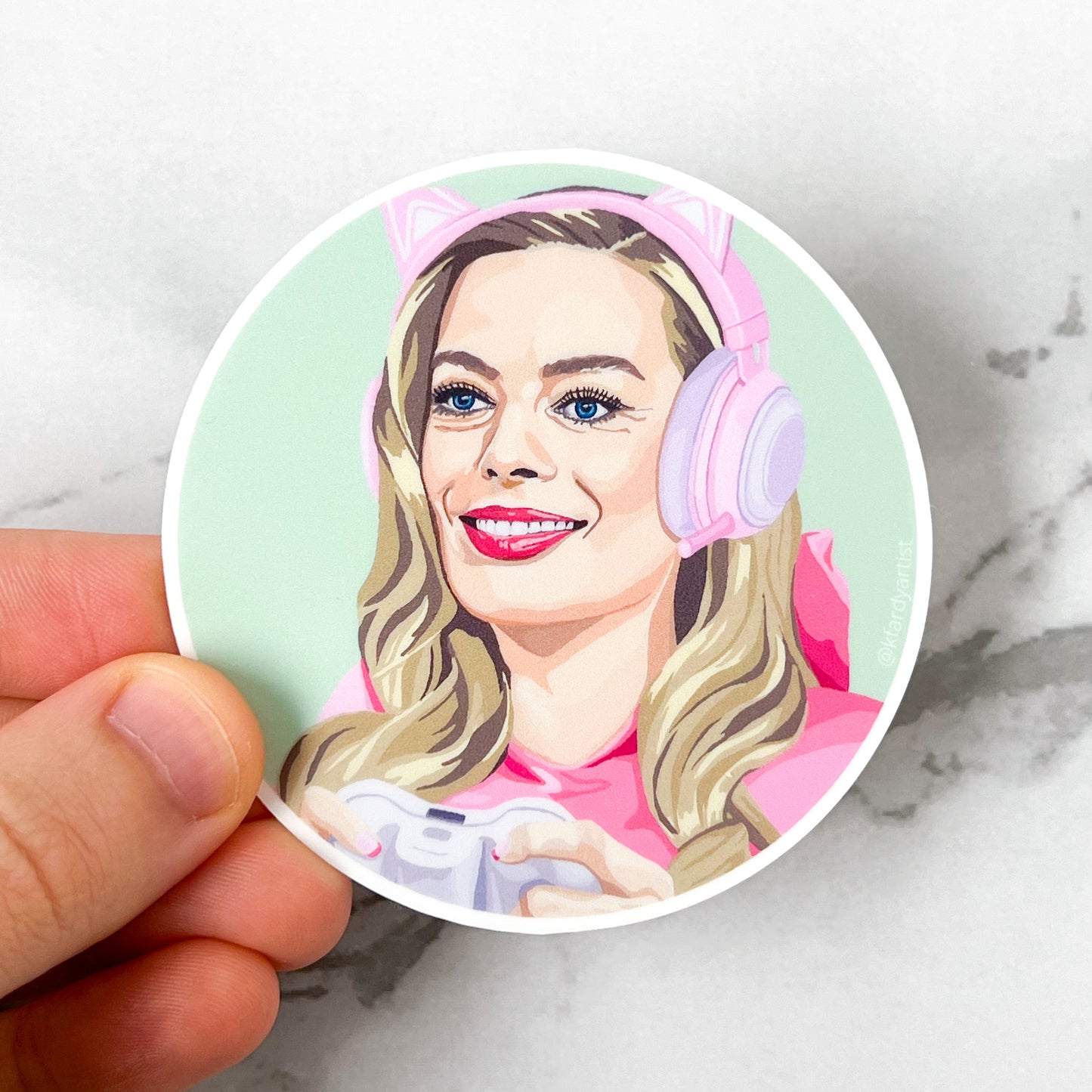 This Doll Is A Gamer (Margot Robbie) round 3" sticker