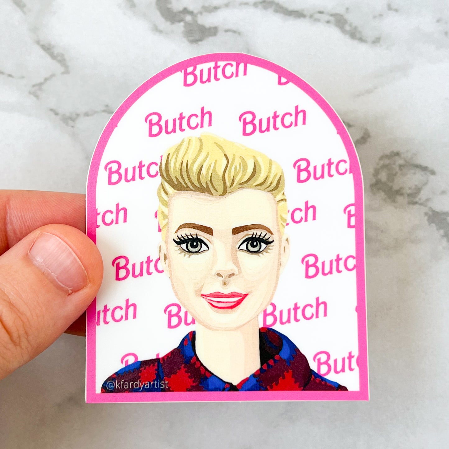 Butch doll arched 3" sticker