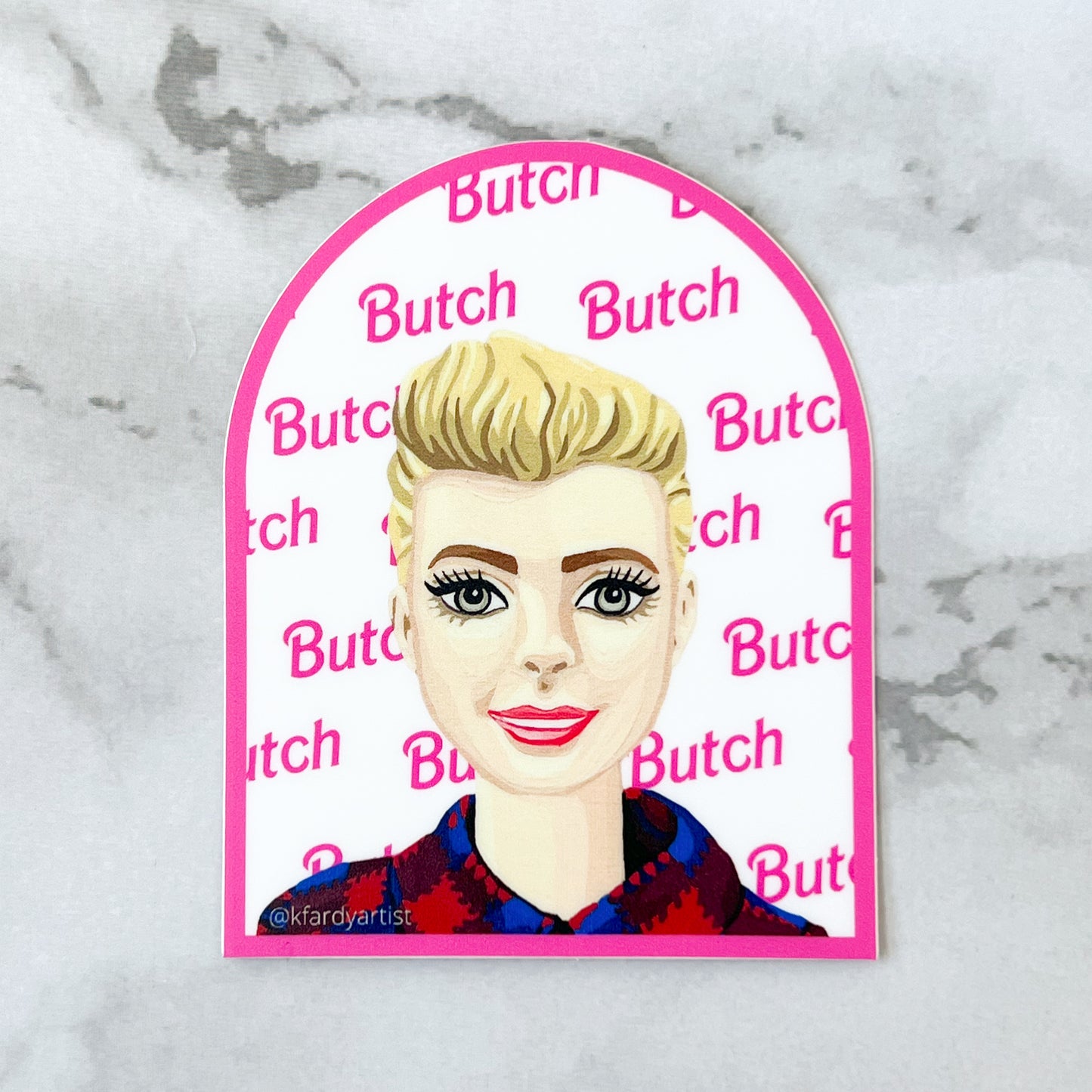 Butch doll arched 3" sticker