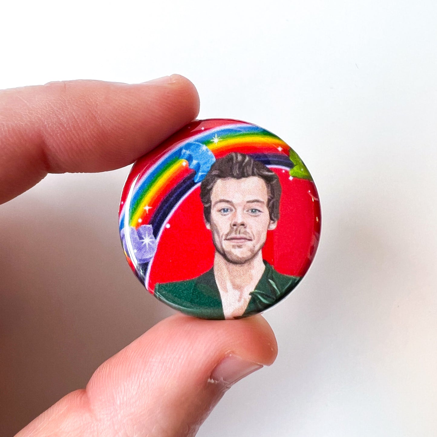 Harry Styles with rainbow 1.25" fridge magnet