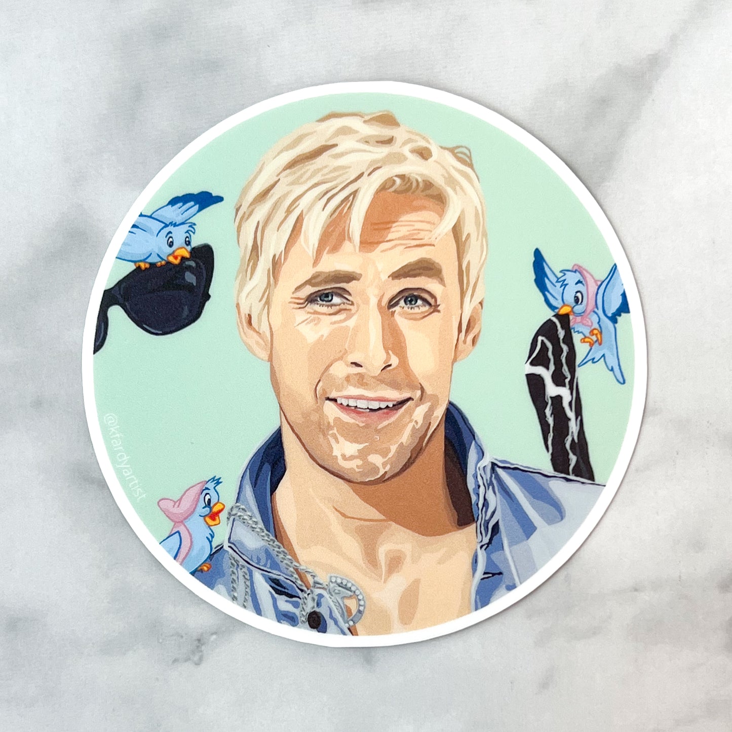 Ken's Cinderella Moment (Ryan Gosling) round 3" sticker