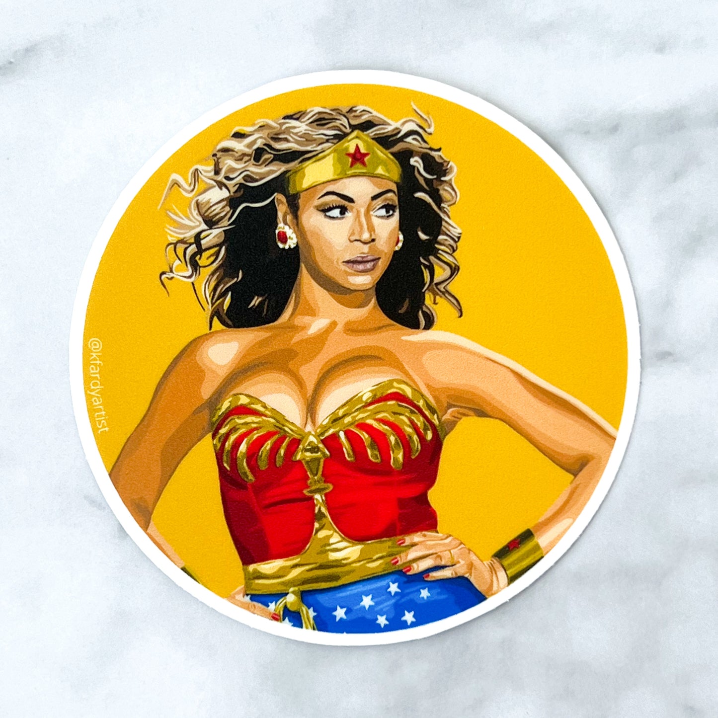 Beyonce superhero round 3" sticker
