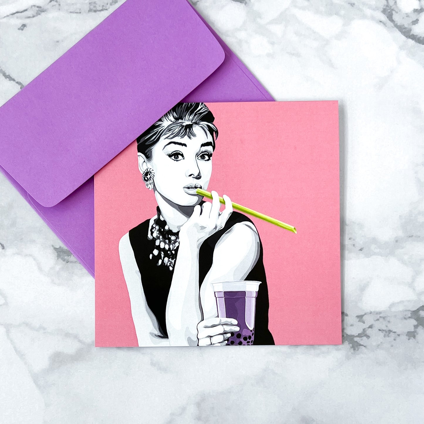 Blank greeting card - Audrey's First Bubble Tea