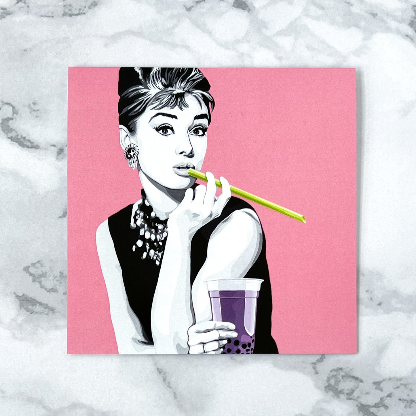 Blank greeting card - Audrey's First Bubble Tea