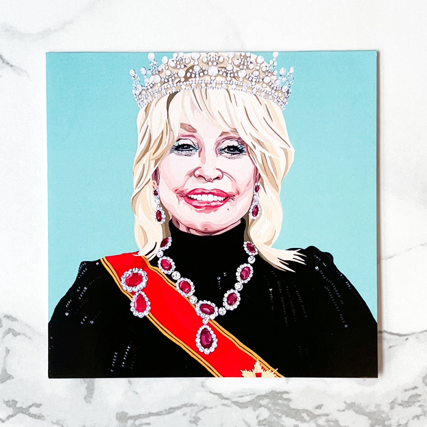 Blank greeting card - Dolly Parton as the queen
