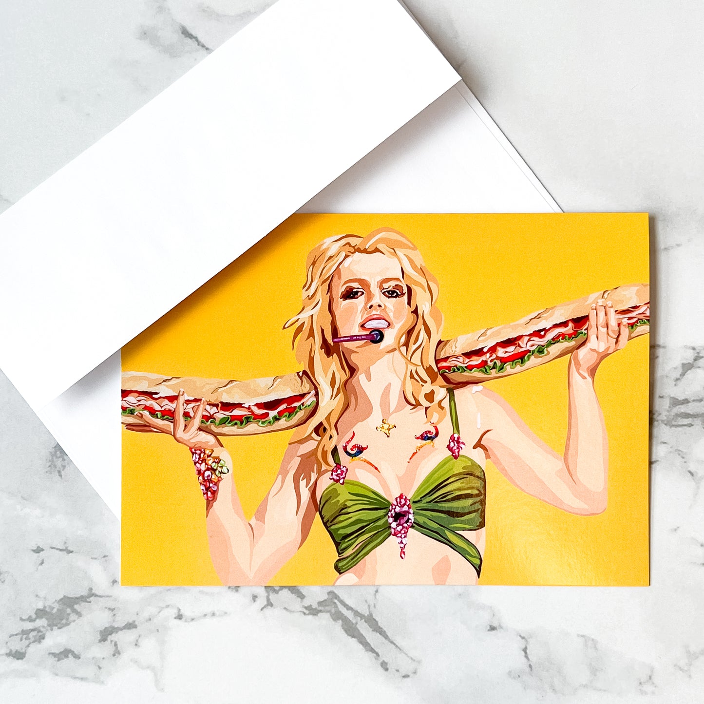 Blank greeting card - Britney Spears With Party Sub