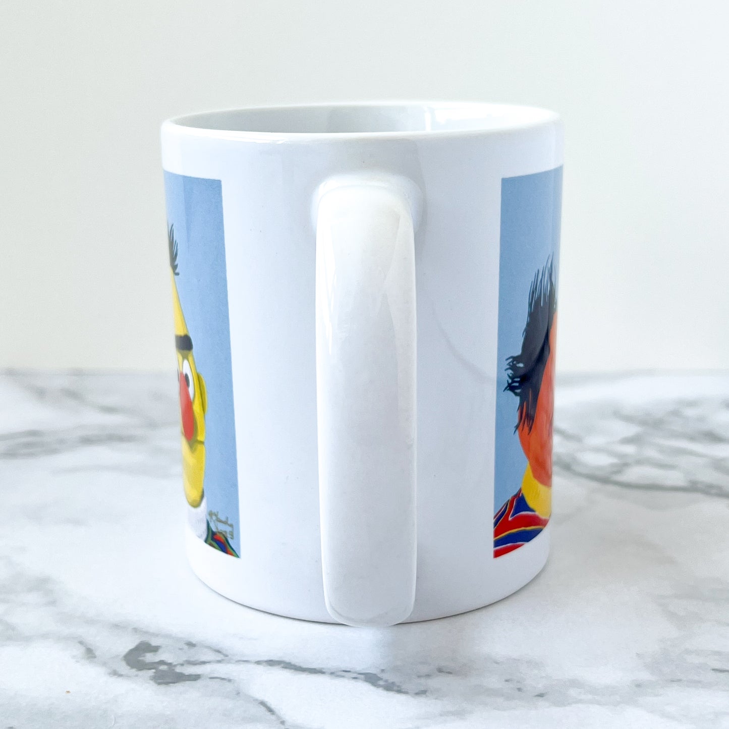 E and B with tin can telephone 11oz mug
