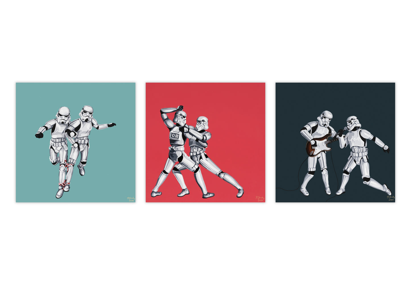 Three Legged Race / Tango / Rock Band | 16x48” triptych
