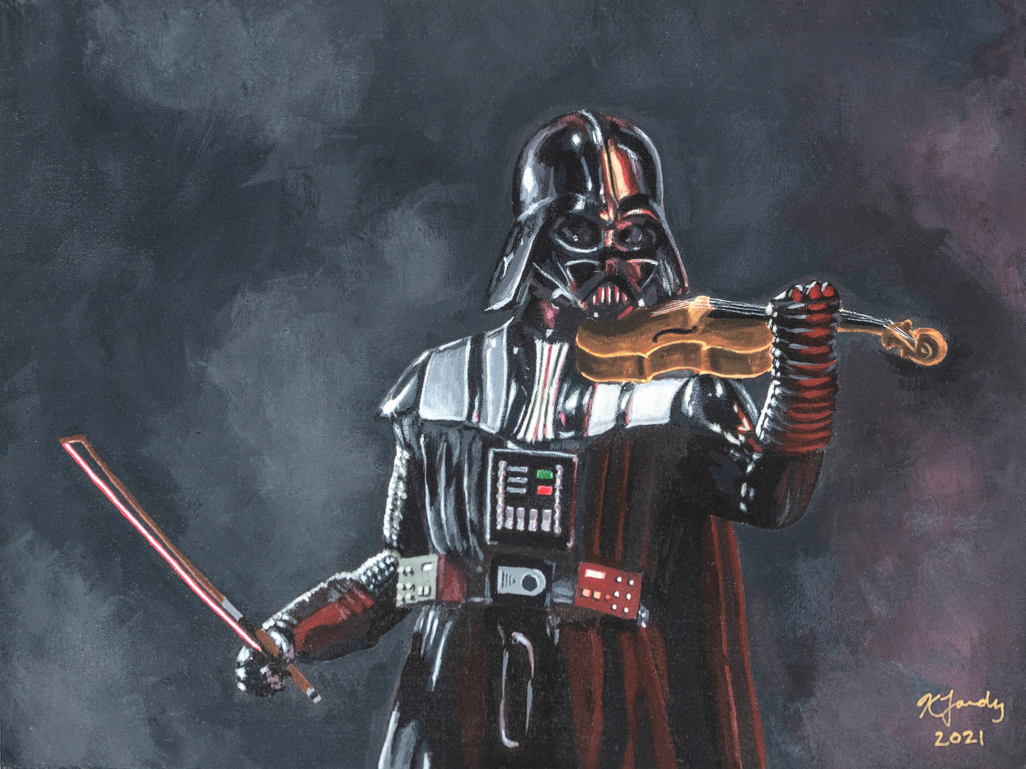 Blank greeting card - "V Playing the Violin"
