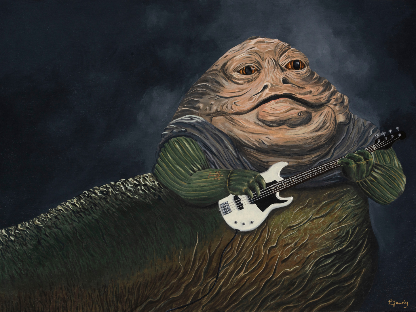 Blank greeting card - "J Playing the Electric Bass"