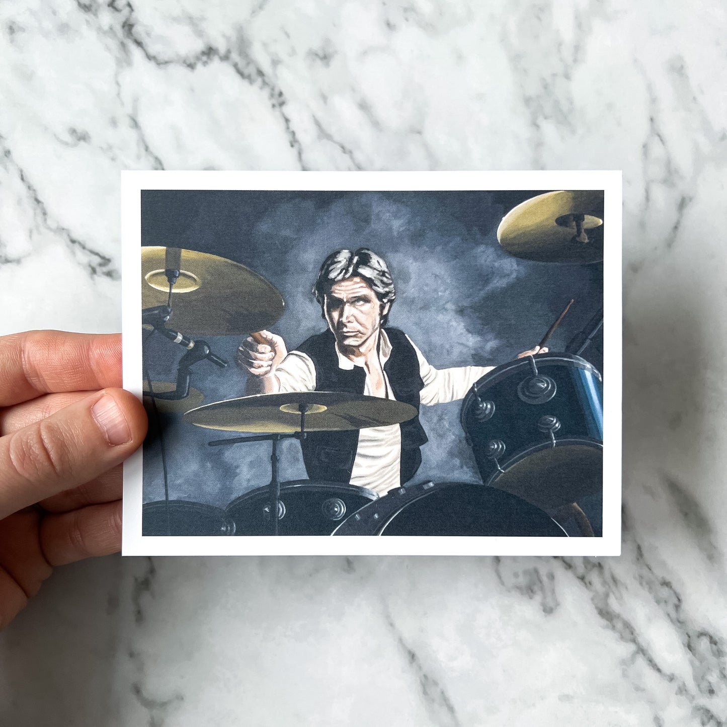 Postcard print - "H Playing the Drums"