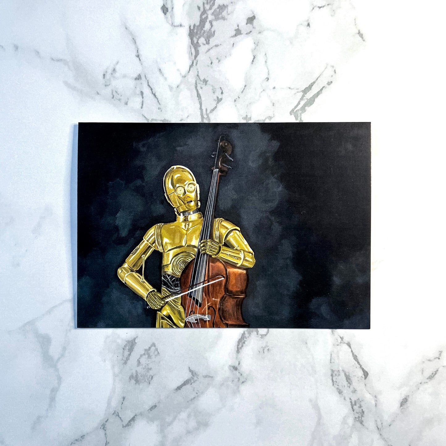 Blank greeting card - "C Playing the Bass"