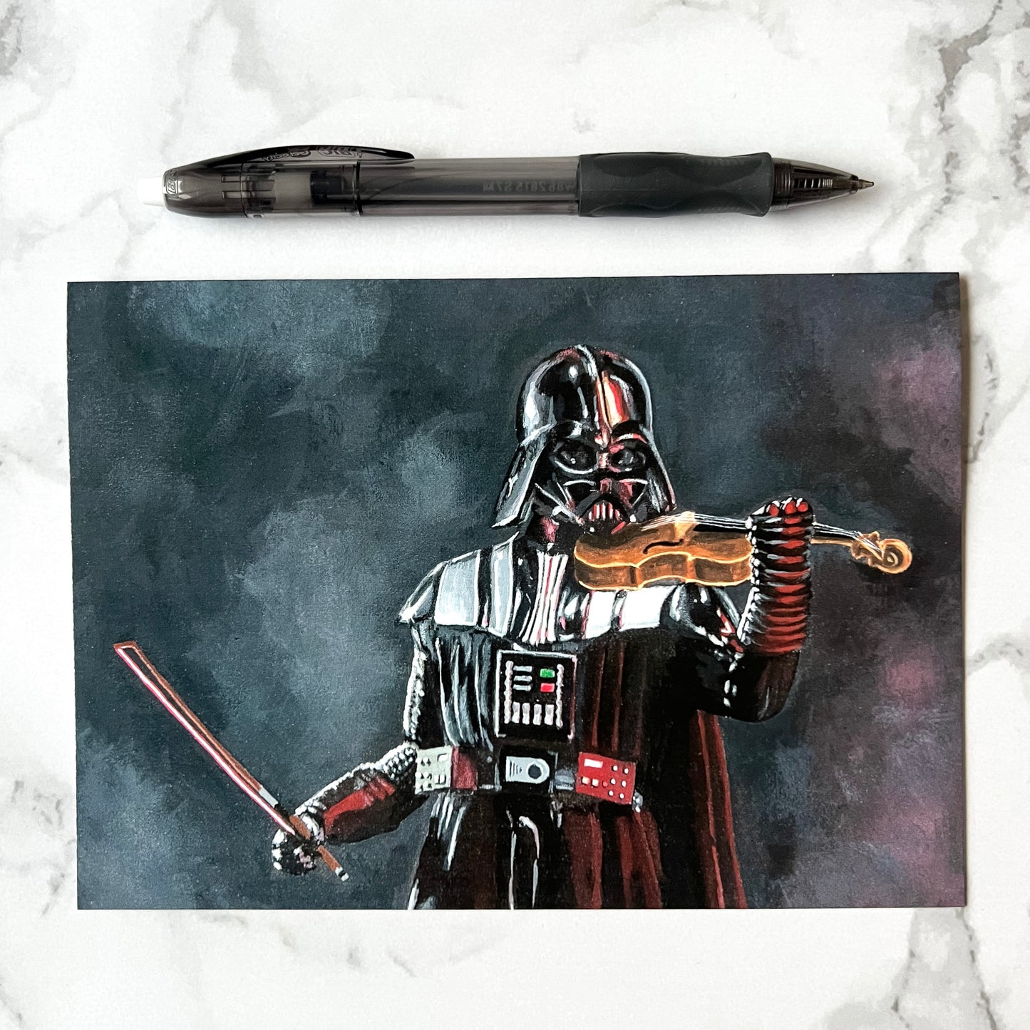 Blank greeting card - "V Playing the Violin"