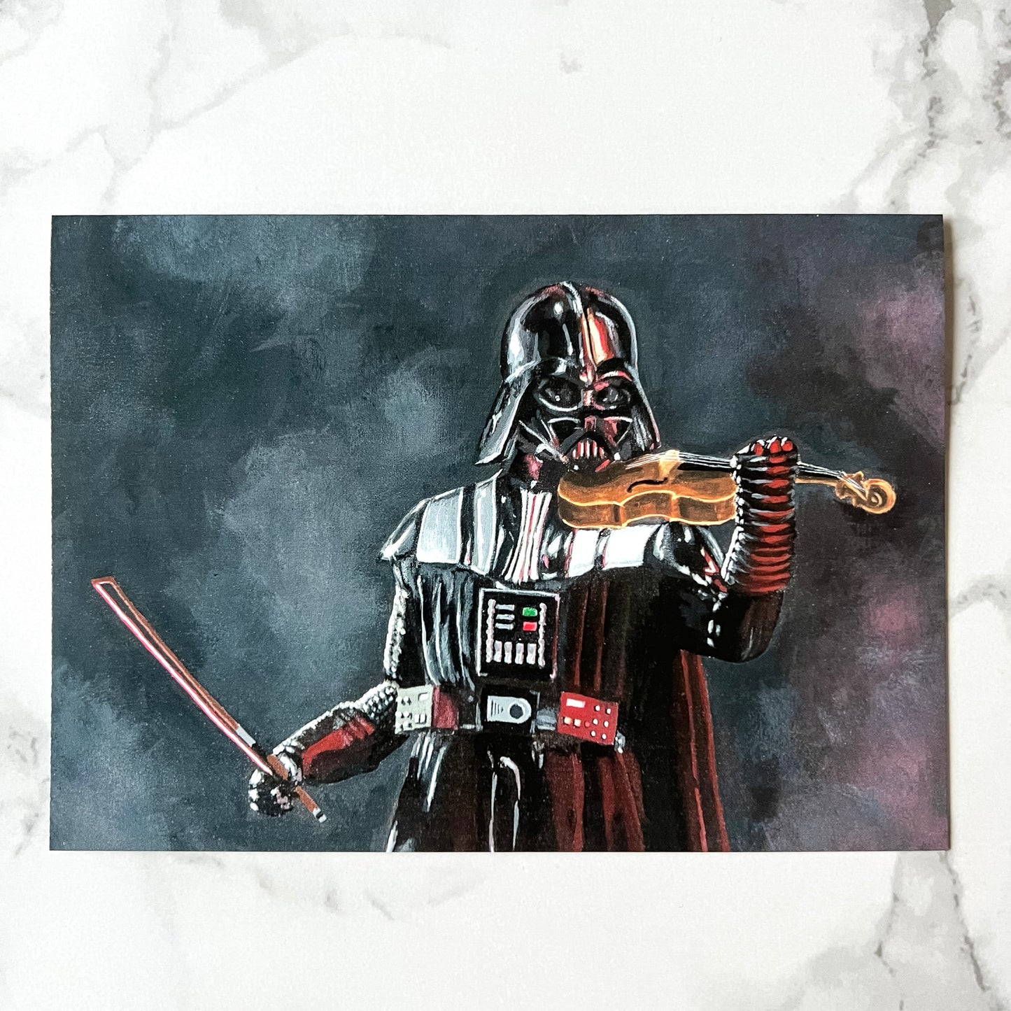 Blank greeting card - "V Playing the Violin"