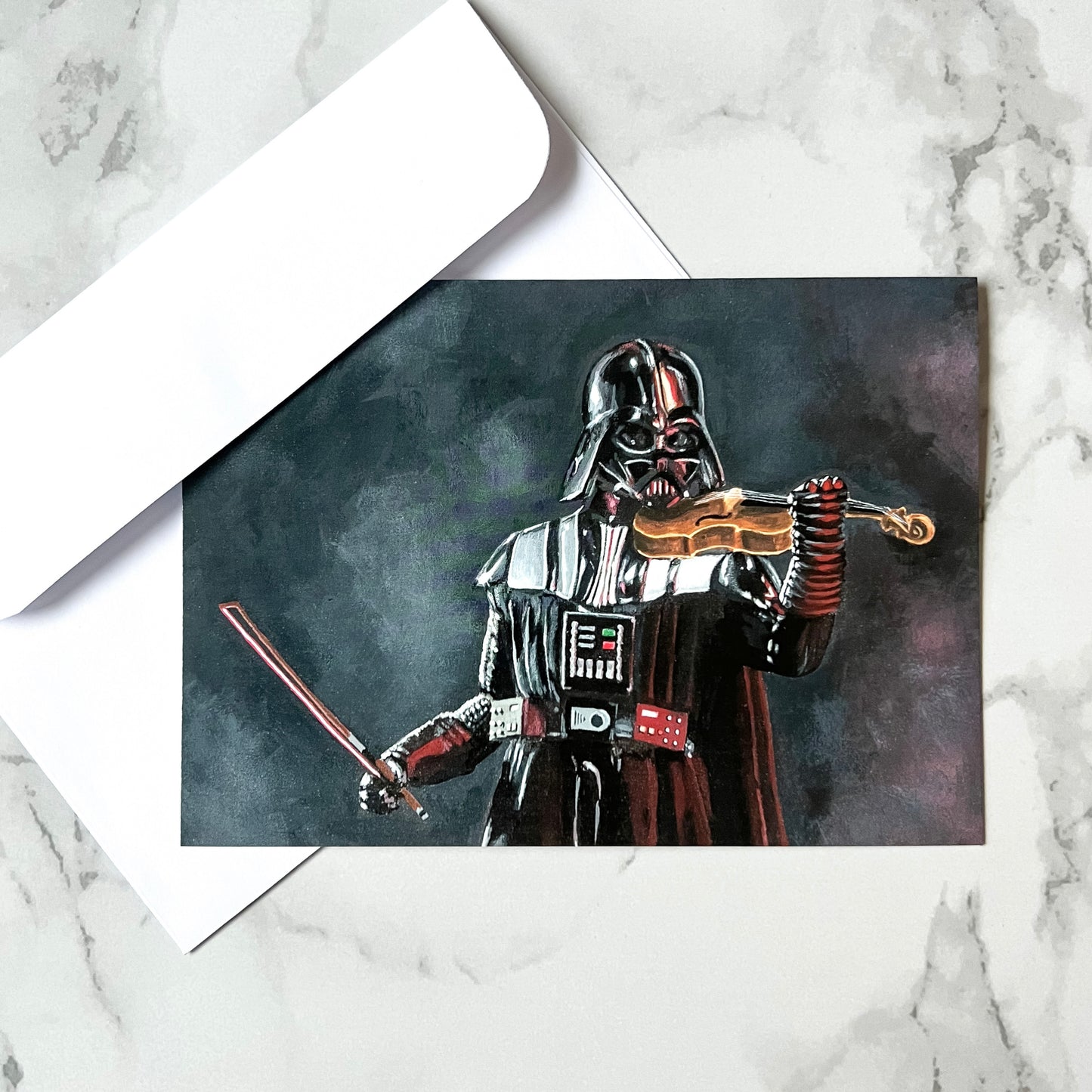Blank greeting card - "V Playing the Violin"