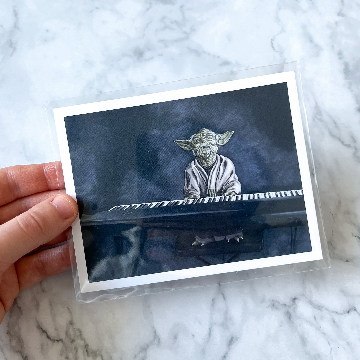 Postcard print - "Y Playing the Piano"