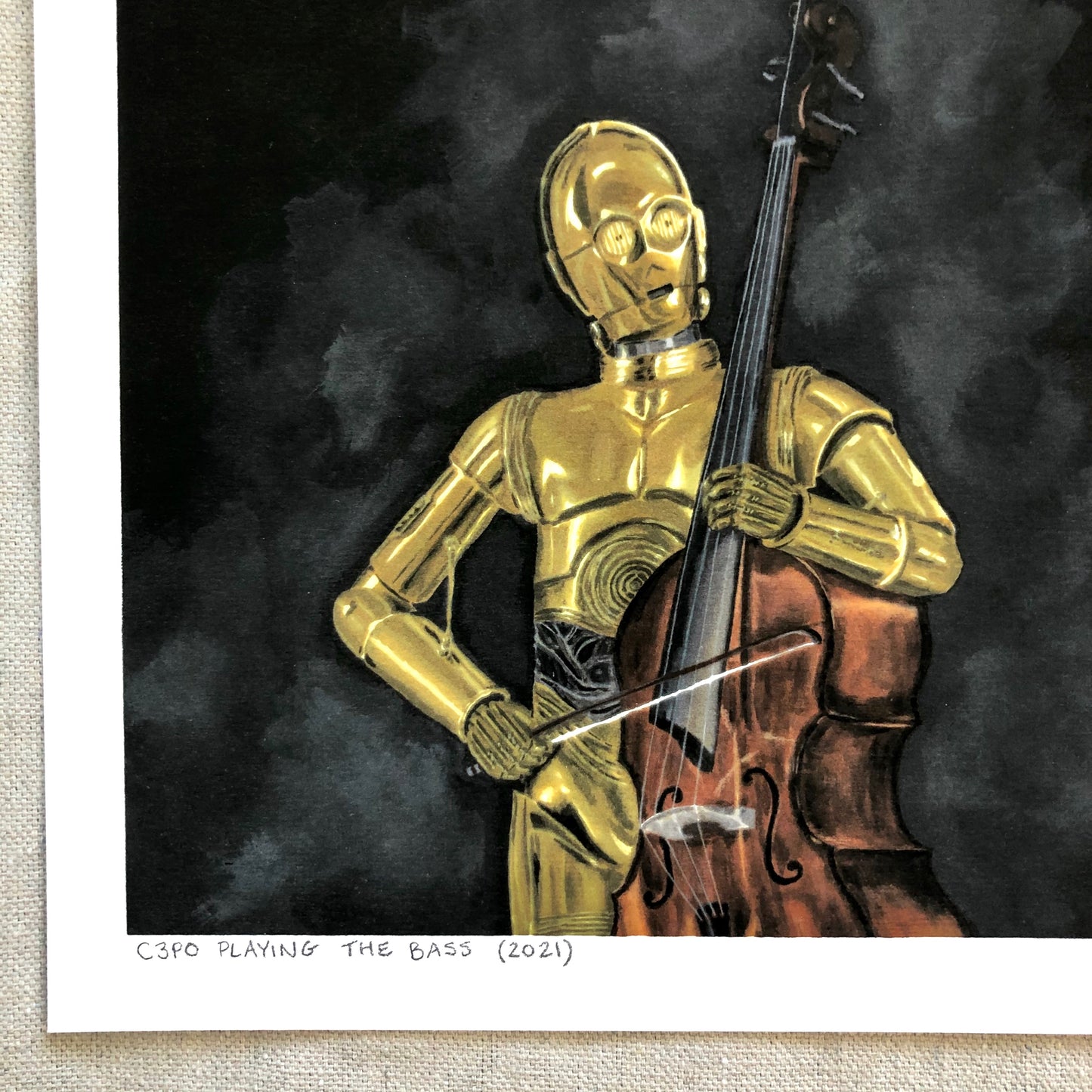 Print - C Playing the Bass (2 sizes)
