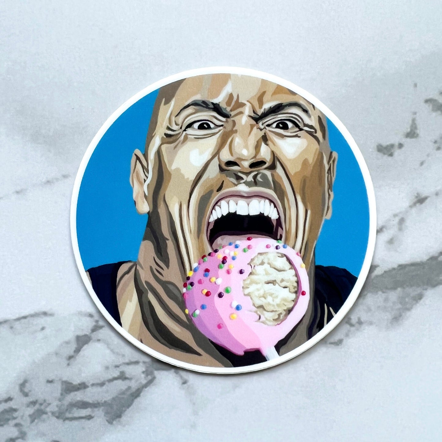 The Rock Is Coming For Your Cake Pop round 3" sticker
