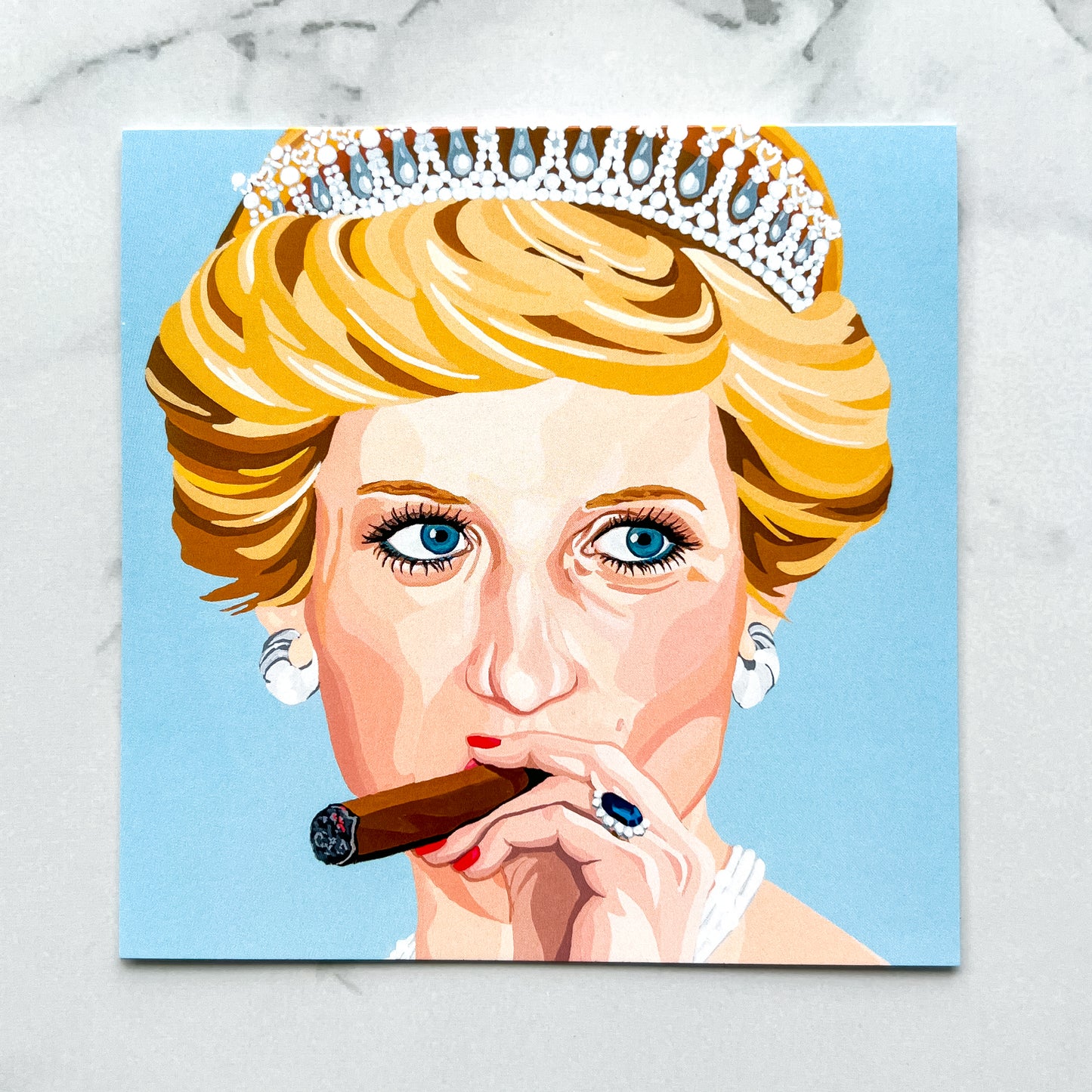Blank greeting card - Lady Di And Her Stogie