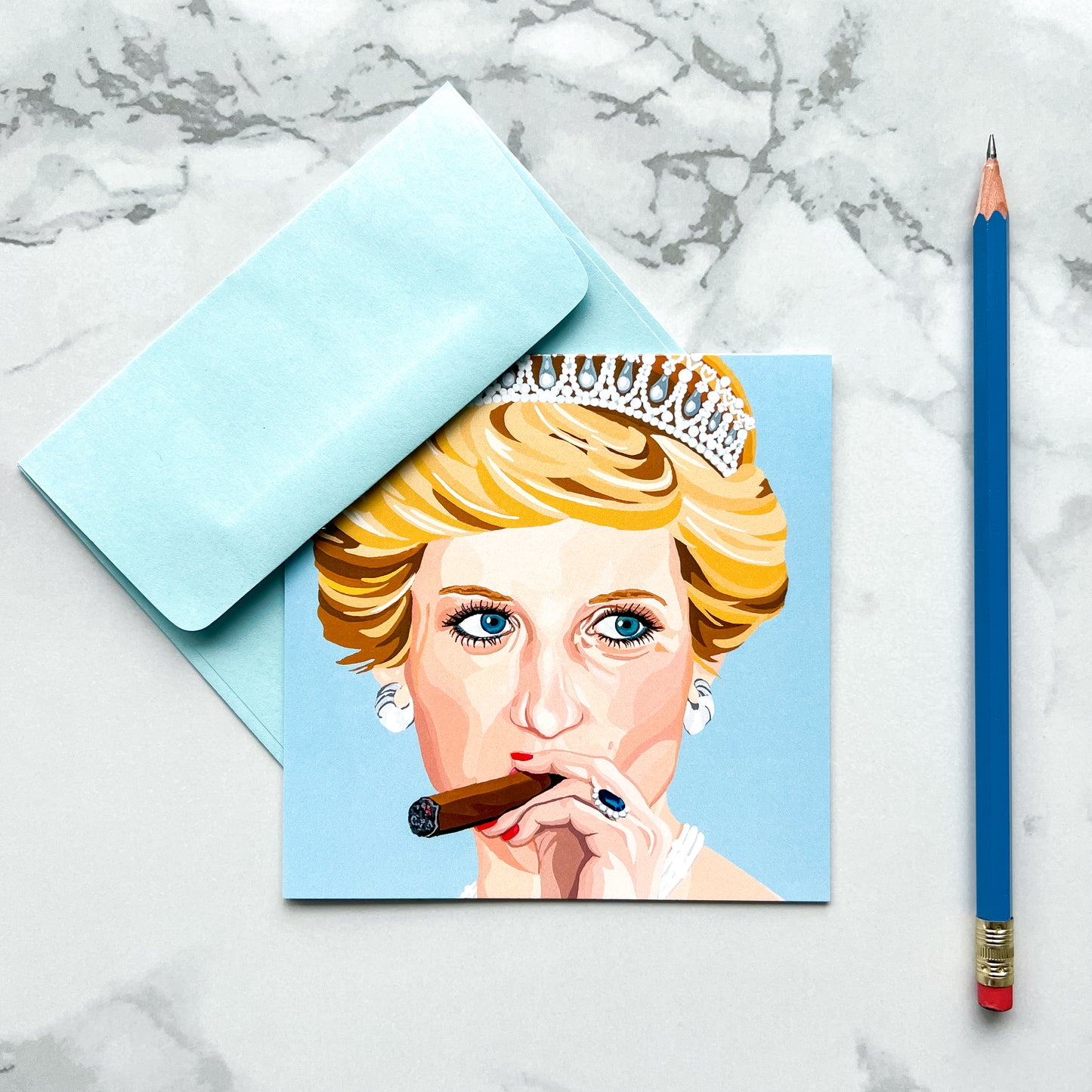 Blank greeting card - Lady Di And Her Stogie