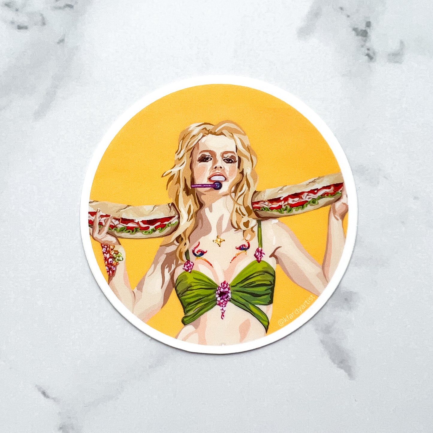 Britney Spears with party sub round 3" sticker