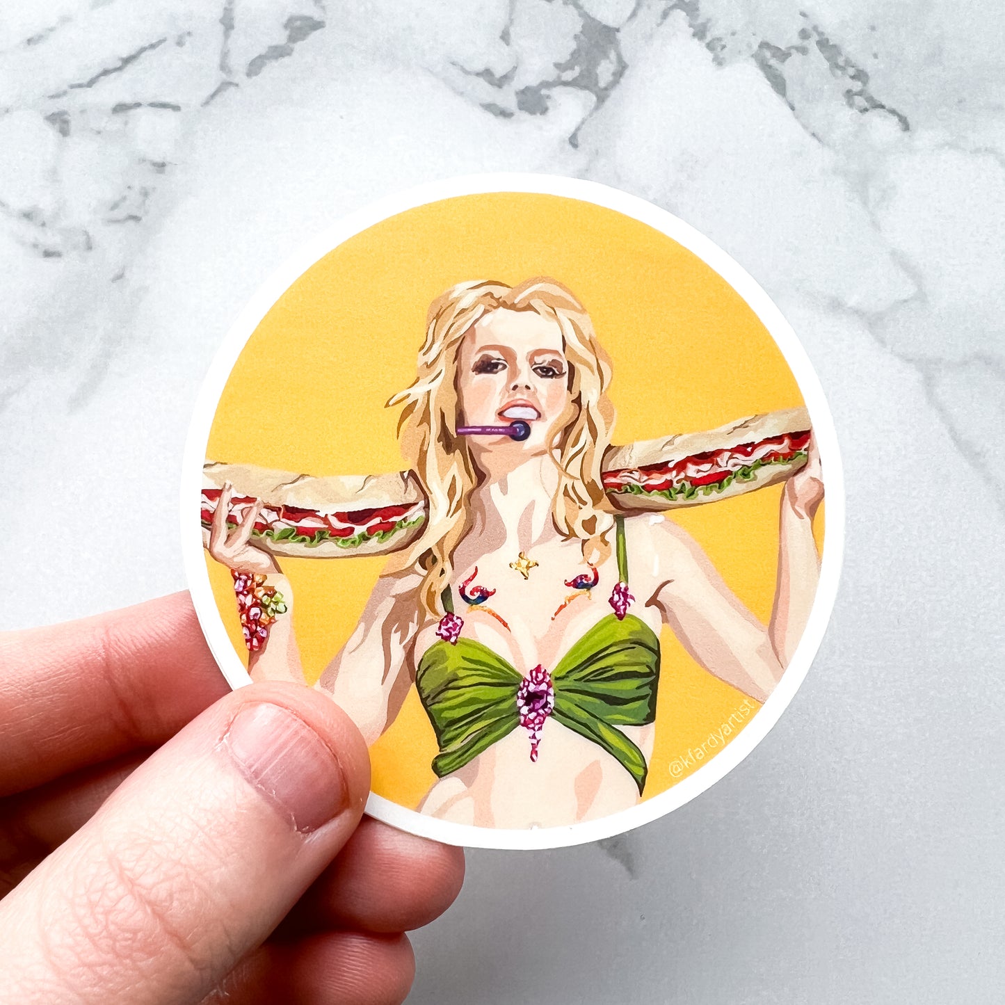 Britney Spears with party sub round 3" sticker