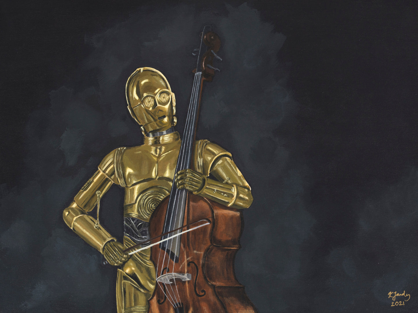 Print - C Playing the Bass (2 sizes)