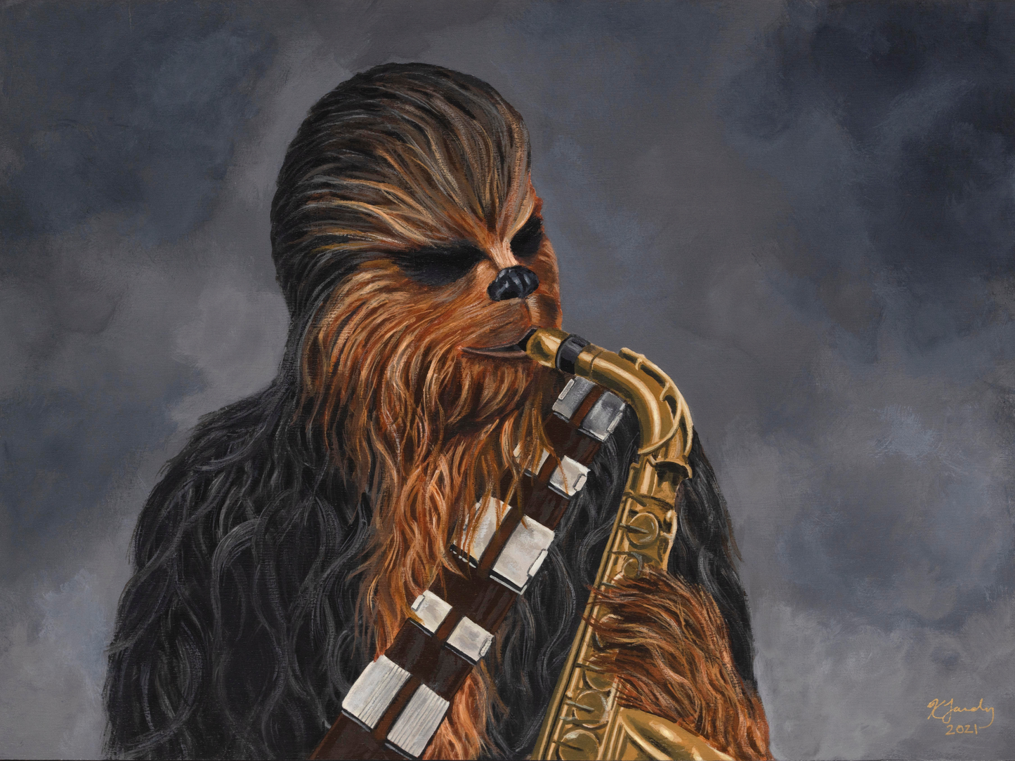Postcard print - "C Playing the Saxophone"