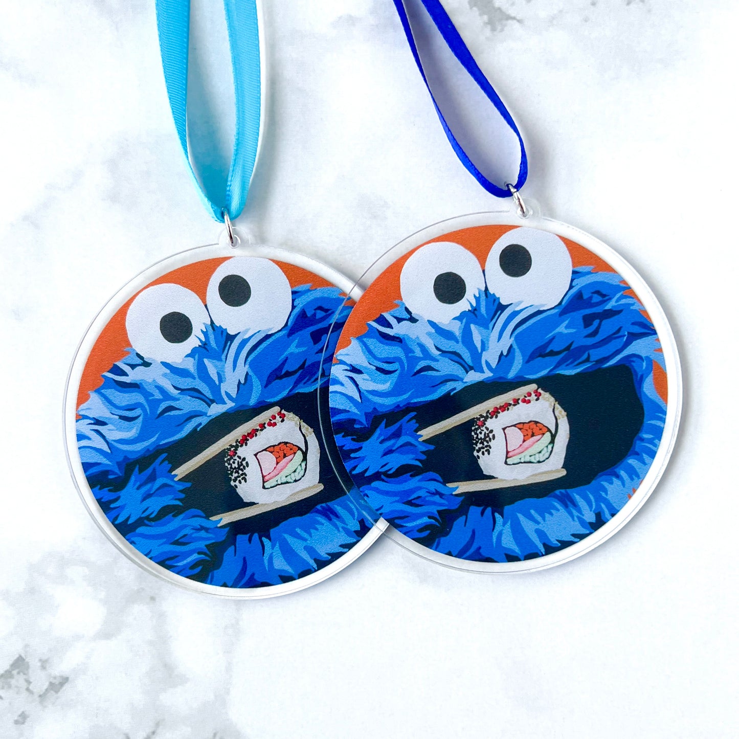 Cookie Monster “C Is For California Roll” acrylic Christmas tree ornament