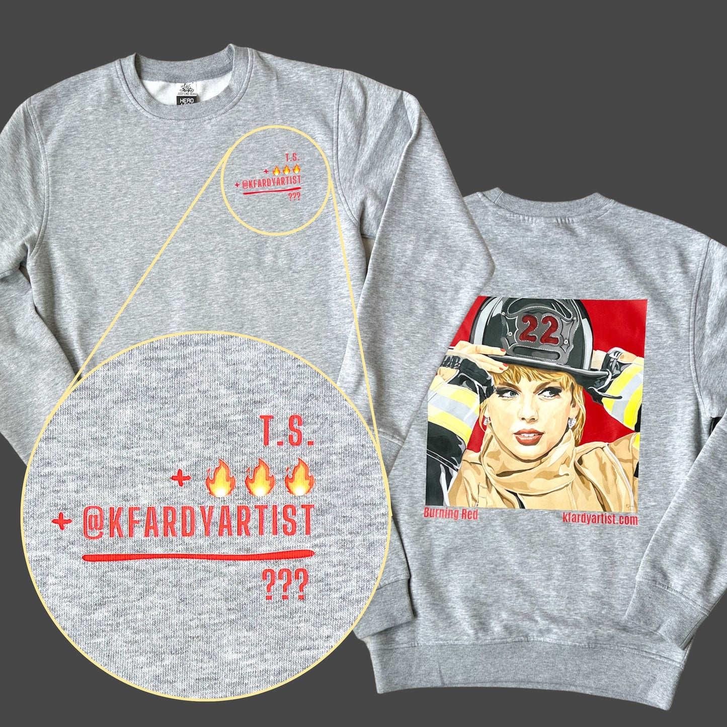 Burning Red grey crew sweatshirt