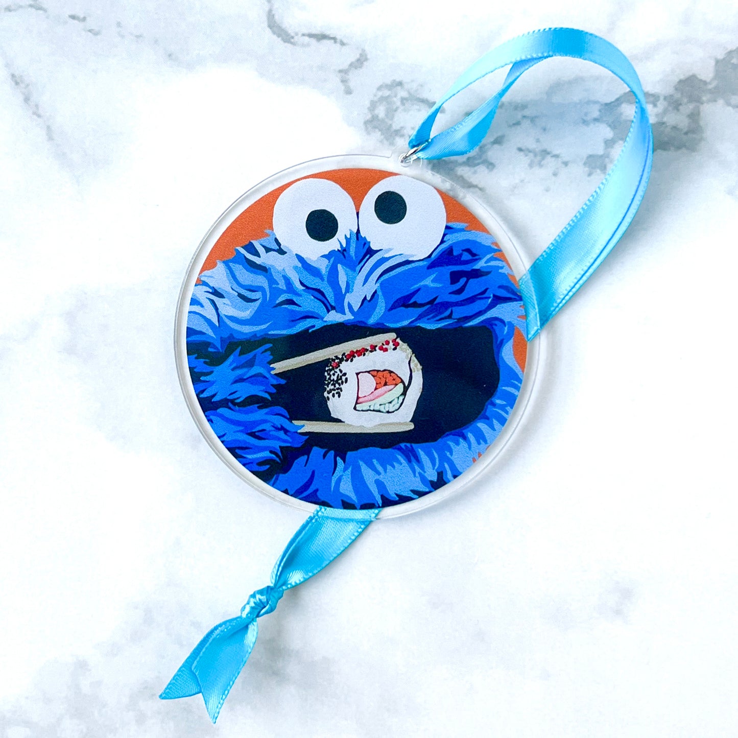 Cookie Monster “C Is For California Roll” acrylic Christmas tree ornament