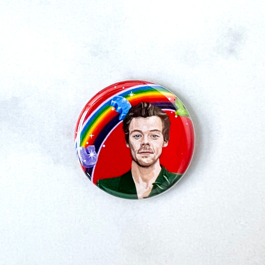 Harry Styles with rainbow 1.25" fridge magnet