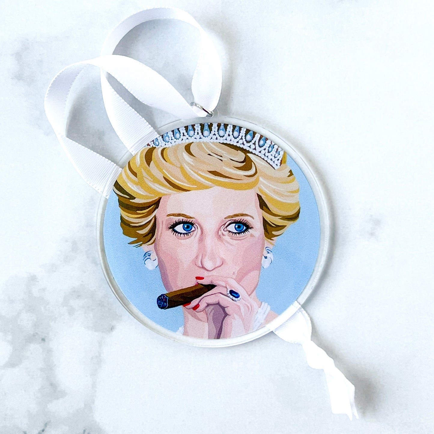 Princess Diana smoking cigar acrylic Christmas tree ornament