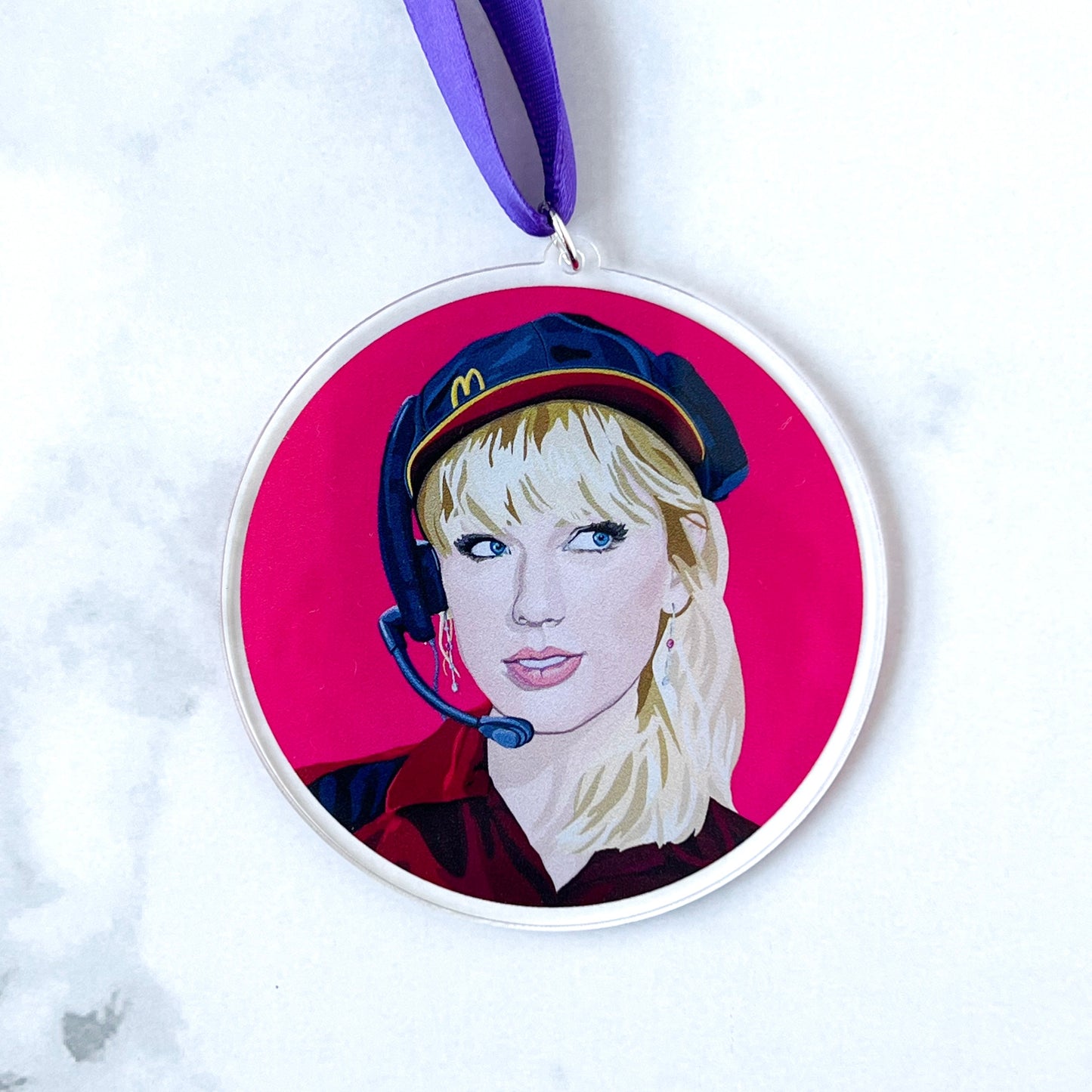 Taylor Swift McDonald’s acrylic Christmas tree ornament