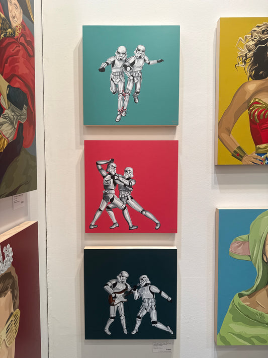 Three Legged Race / Tango / Rock Band  | 16x48” triptych