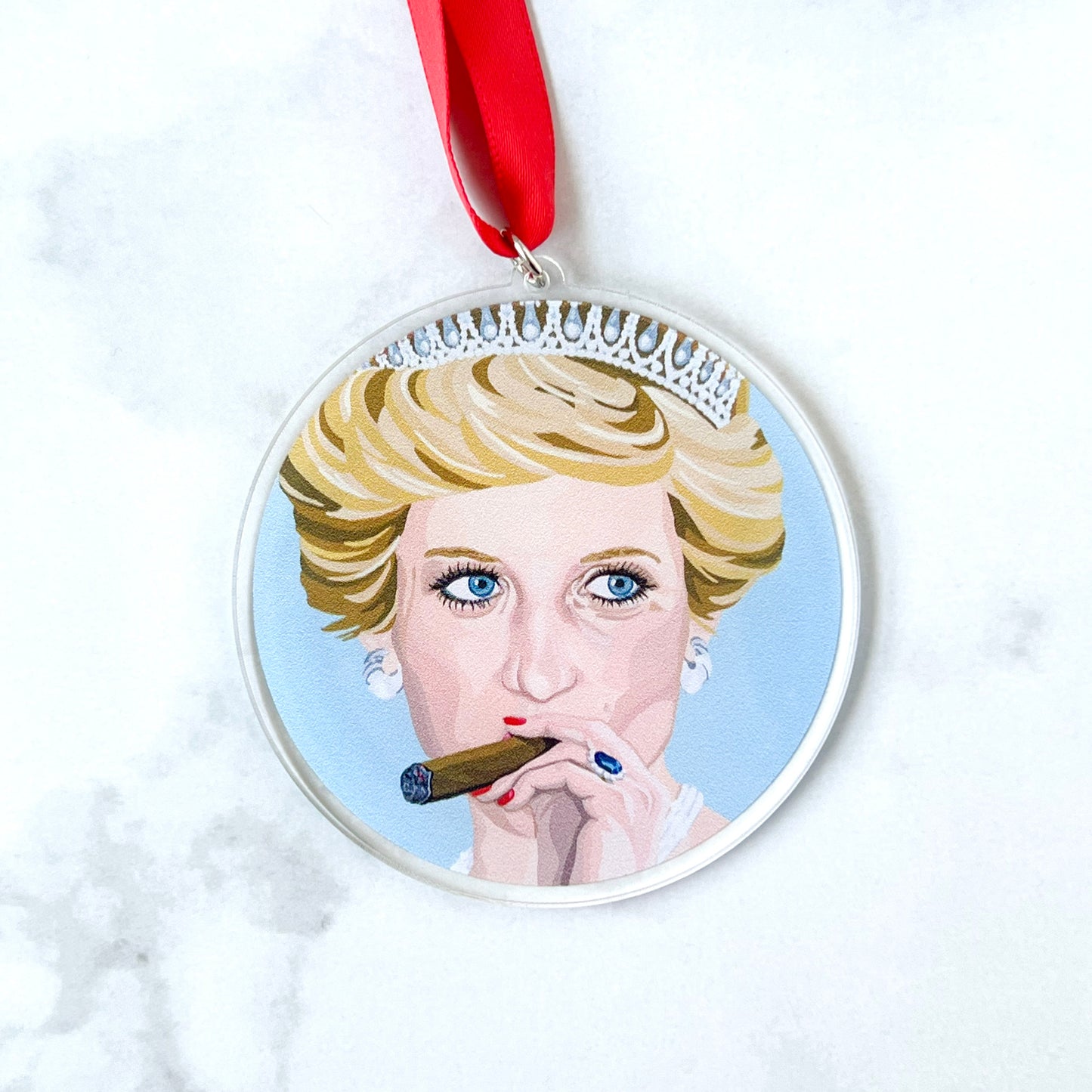Princess Diana smoking cigar acrylic Christmas tree ornament