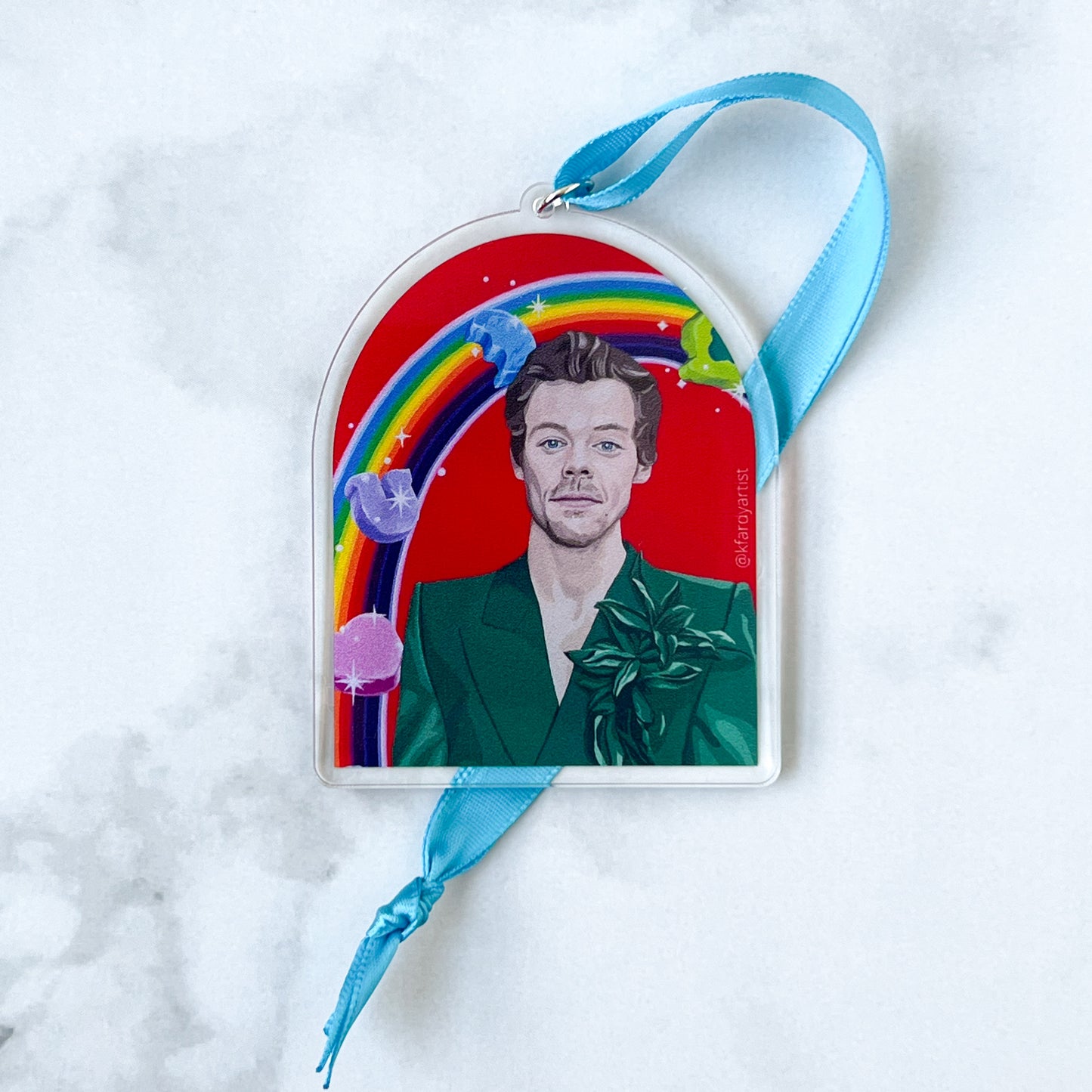 Harry Styles and Lucky Charms acrylic Christmas tree ornament