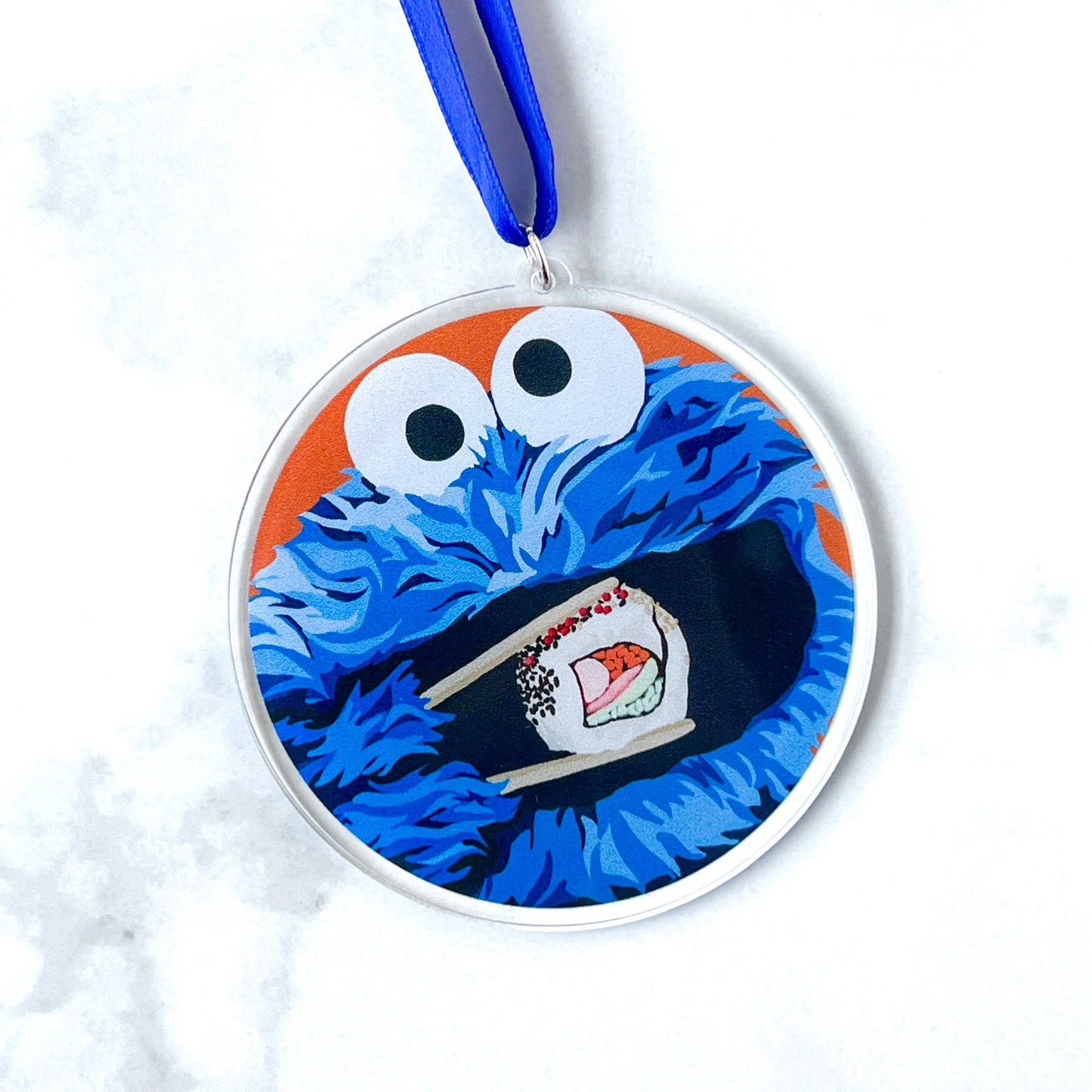 Cookie Monster “C Is For California Roll” acrylic Christmas tree ornament