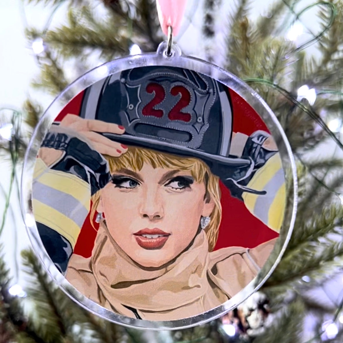 “Burning Red” Taylor Swift acrylic Christmas tree ornament