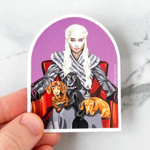 Load image into Gallery viewer, Mother of Dachshunds (Game of Thrones Daenerys) arched 3&quot; sticker
