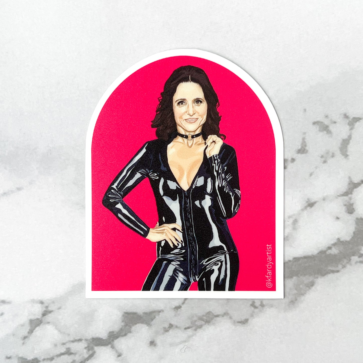 Julia Louis Dreyfus arched 3" sticker