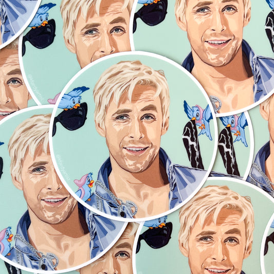 Ken's Cinderella Moment (Ryan Gosling) round 3" sticker