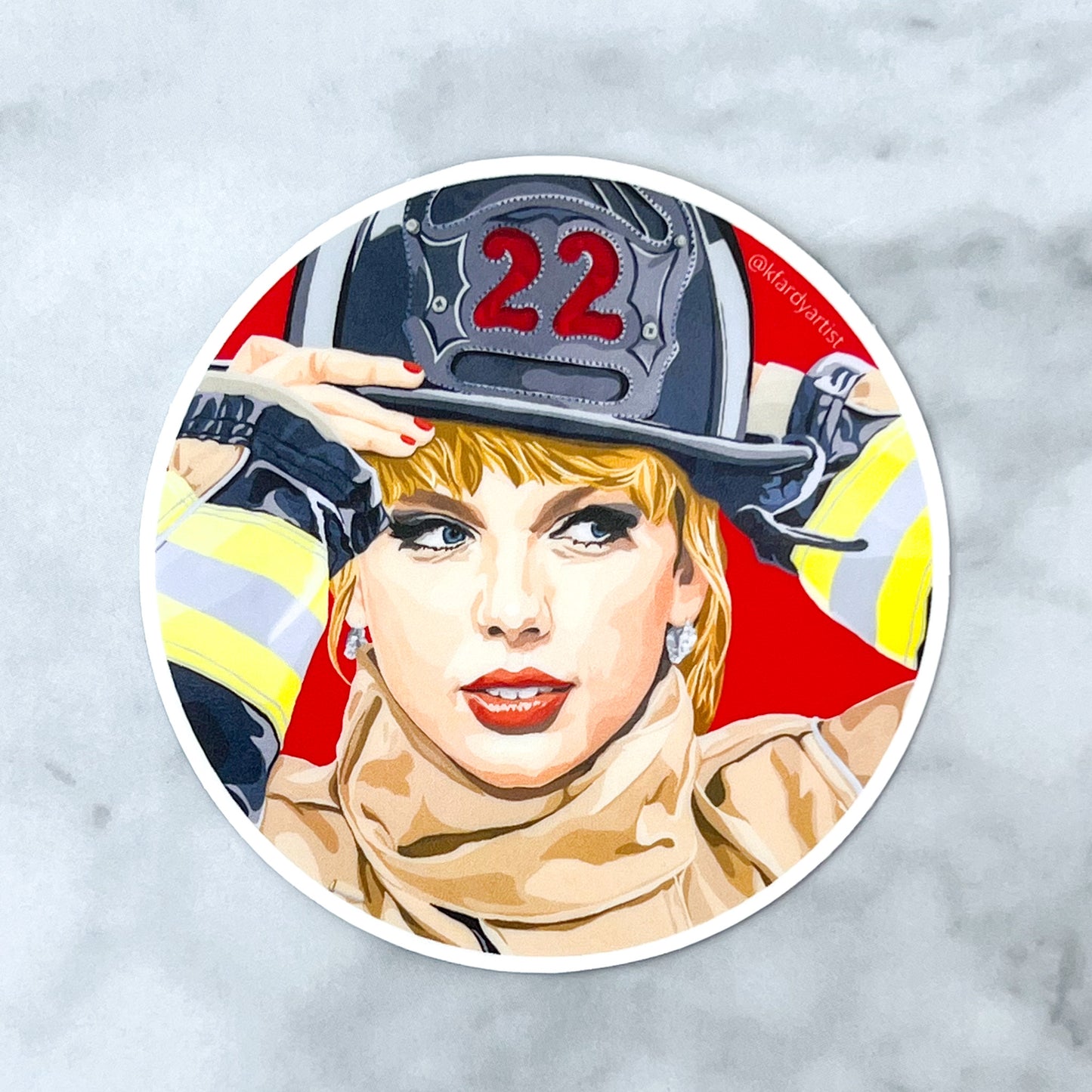 Taylor Swift firefighter round 3" sticker