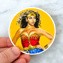 Load image into Gallery viewer, Beyonce superhero round 3&quot; sticker
