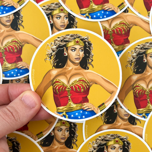 Beyonce superhero round 3" sticker